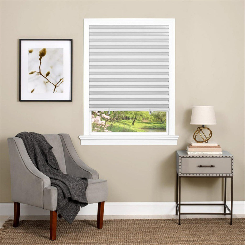 1 Pack Pleated Paper Blinds for Indoor Windows, Cut to Size Thermal Insulation Shades with No Tools and No Drilling for Office Bedroom Living Room, White 60x150cm