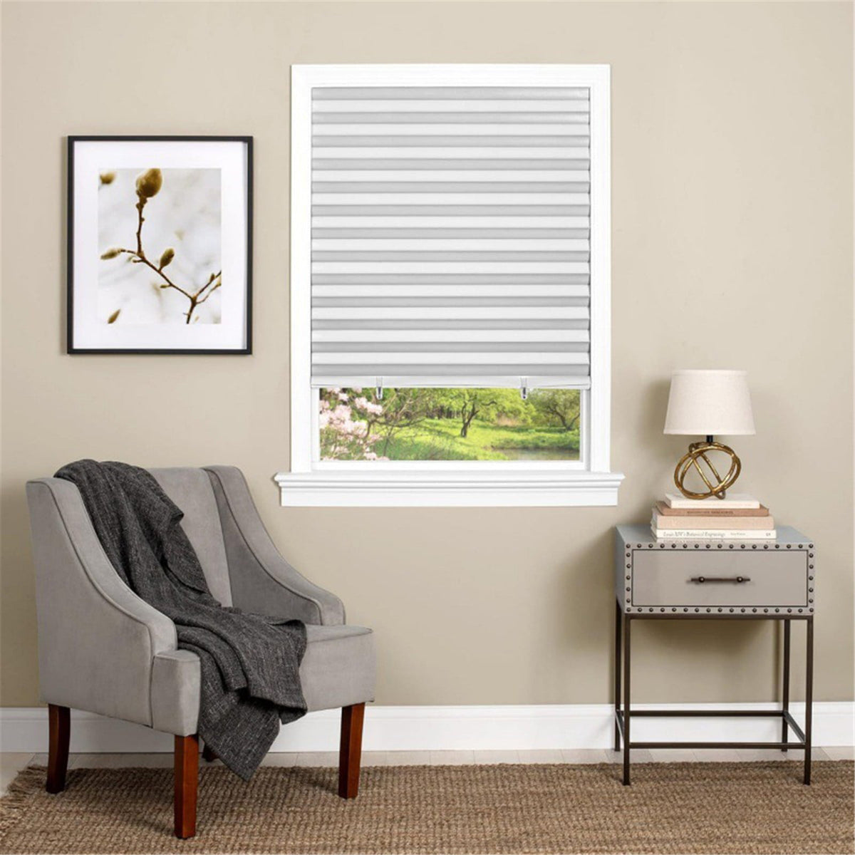 1 Pack Pleated Paper Blinds for Indoor Windows, Cut to Size Thermal Insulation Shades with No Tools and No Drilling for Office Bedroom Living Room, White 60x150cm