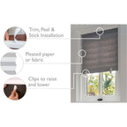 1 Pack Pleated Paper Blinds for Indoor Windows, Cut to Size Thermal Insulation Shades with No Tools and No Drilling for Office Bedroom Living Room, White 60x150cm