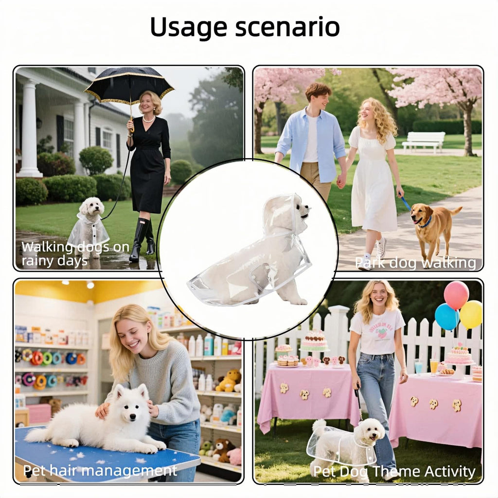 Dog Raincoat - Dog Raincoat - Waterproof Dog Coat - Transparent Rain Poncho - Dog Clothing - Rain Suit - Hooded Jacket - Dog Accessories - Walking Supplies - Dog Supplies - Outdoor Pet - Transparent - 1 Piece