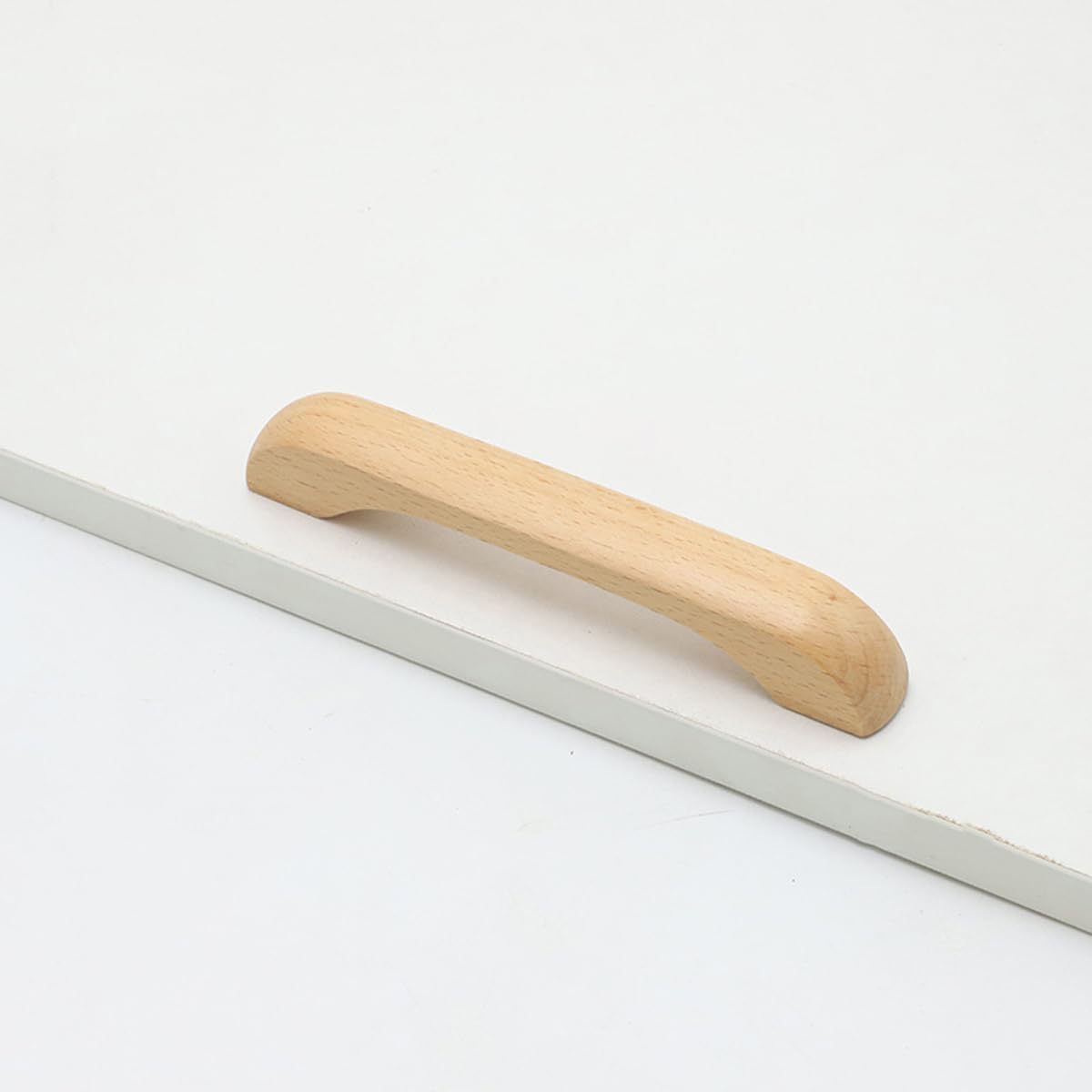 Furniture handles - Kitchen handles - Door handles - Cabinet handles - Drawer knobs - Furniture fittings - Kitchen fittings - Handles - Beech wood - Wood - Wooden - Scandinavian - Bridge shape - Kitchen renovation - Pitch size 128mm - Beech - Set of 4