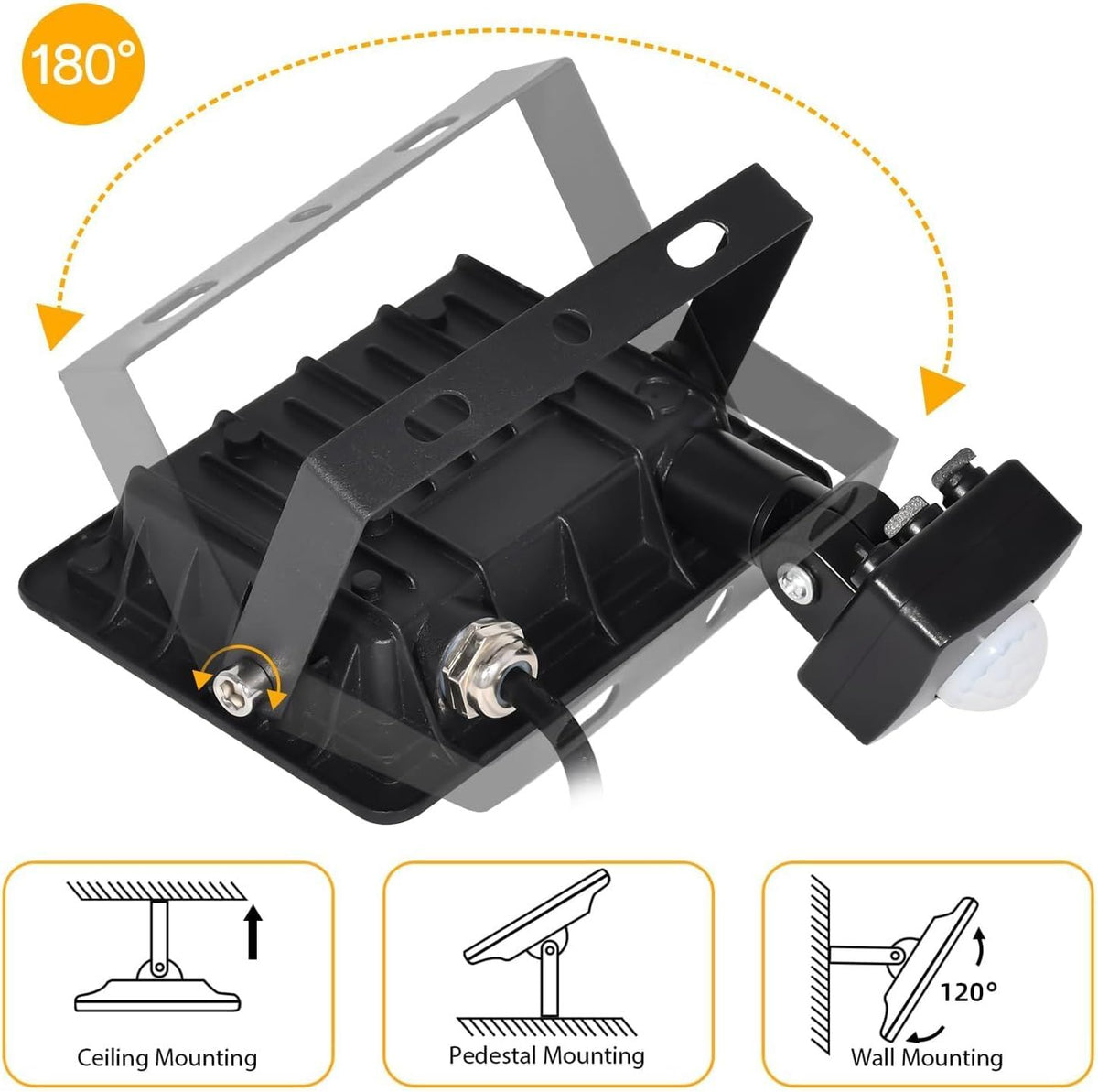 50W LED Floodlight with Motion Sensor IP66 Waterproof 5000LM 6500K Cool White
