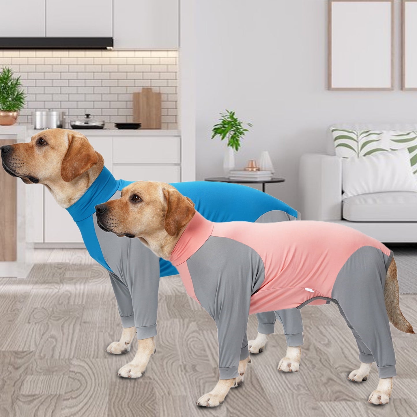 Vnanda Dog Onesie Surgery Recovery Suit for Large Medium Bodysuit Dogs Pajamas PJS Full Body for Shedding, Prevent Licking, Wound Protection L Blue