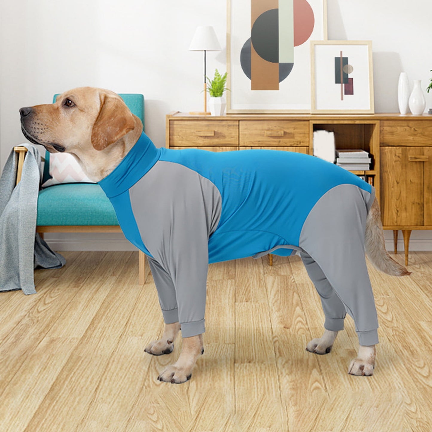 Vnanda Dog Onesie Surgery Recovery Suit for Large Medium Bodysuit Dogs Pajamas PJS Full Body for Shedding, Prevent Licking, Wound Protection L Blue
