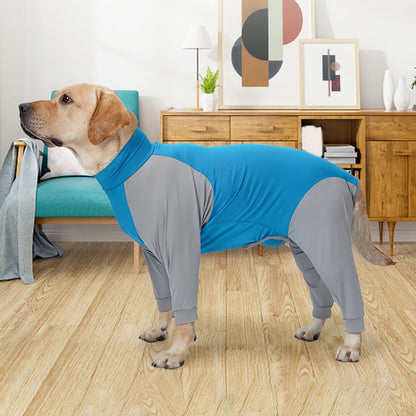 Vnanda Dog Onesie Surgery Recovery Suit for Large Medium Bodysuit Dogs Pajamas PJS Full Body for Shedding, Prevent Licking, Wound Protection L Blue