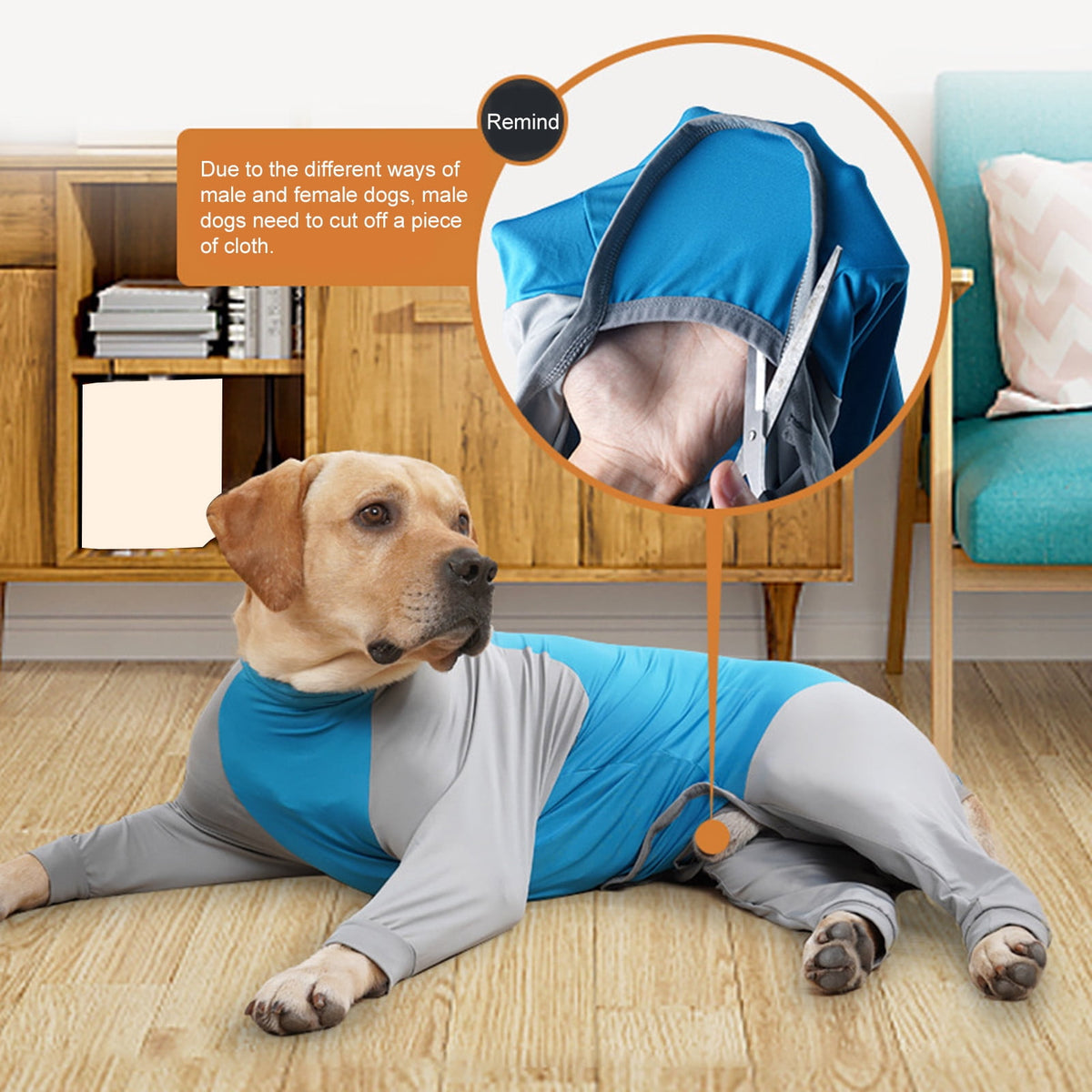 Vnanda Dog Onesie Surgery Recovery Suit for Large Medium Bodysuit Dogs Pajamas PJS Full Body for Shedding, Prevent Licking, Wound Protection L Blue