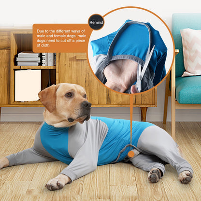 Vnanda Dog Onesie Surgery Recovery Suit for Large Medium Bodysuit Dogs Pajamas PJS Full Body for Shedding, Prevent Licking, Wound Protection L Blue