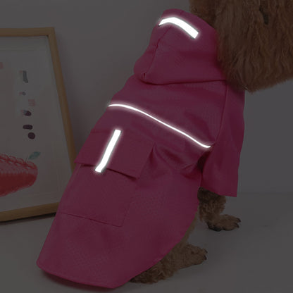 Travelwant Waterproof Reflective Dog Raincoat- Adjustable Pet Jacket, Lightweight Dog Hooded Slicker Poncho for Small to X- Large Dogs and Puppies L Blue