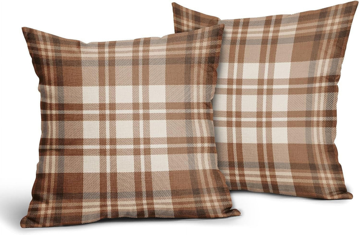 2 Pack Fall Plaid Pillow Covers, Buffalo Tartan Decorative Cushion Cases for Couch, Sofa and Bed, 16x16, Black White