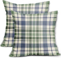 2 Pack Fall Plaid Pillow Covers, Buffalo Tartan Decorative Cushion Cases for Couch, Sofa and Bed, 20x20, Blue Sage Green