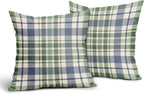 2 Pack Fall Plaid Pillow Covers, Buffalo Tartan Decorative Cushion Cases for Couch, Sofa and Bed, 20x20, Blue Sage Green