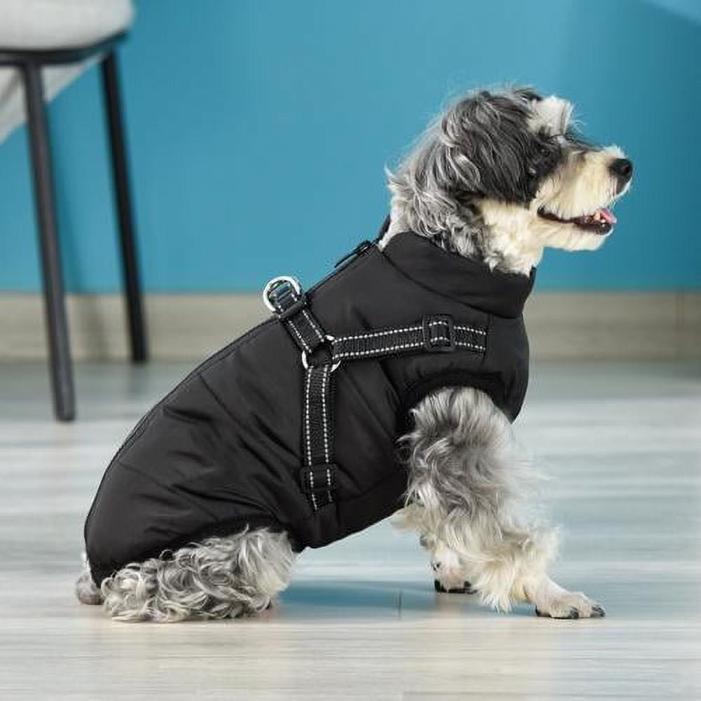 Warm Dog Jacket, Snowproof Windproof Waterproof Dog Winter Coat for Cold Weather - Soft Fleece Lining and Warm Thick Padded Dog Snow Coat for Puppy Small Medium Large Dogs XL black