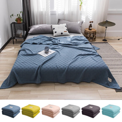 59x39" 100% Cottons Blanket, Soft and Breathable Bed Blanket, Multi-functional Bed Blanket for All Season, Machines Washable Bed Couch for Home Living Room Bedroom Office Travel Blue