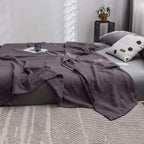 59x39" 100% Cottons Blanket, Soft and Breathable Bed Blanket, Multi-functional Bed Blanket for All Season, Machines Washable Bed Couch for Home Living Room Bedroom Office Travel Coffee