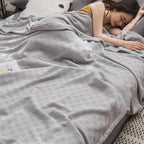 59x39" 100% Cottons Blanket, Soft and Breathable Bed Blanket, Multi-functional Bed Blanket for All Season, Machines Washable Bed Couch for Home Living Room Bedroom Office Travel Gray