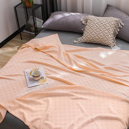 59x39" 100% Cottons Blanket, Soft and Breathable Bed Blanket, Multi-functional Bed Blanket for All Season, Machines Washable Bed Couch for Home Living Room Bedroom Office Travel Pink