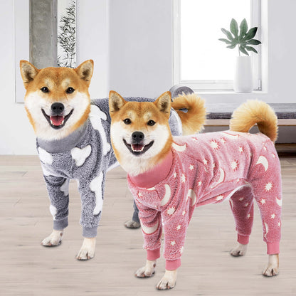 Bobasndm Turtleneck Dog Clothes Pajamas,Autumn Winter Dog Jumpsuit Coat,Winter Soft Warm Flannel Pajamas Jumpsuit for Medium Large Dog M Grey