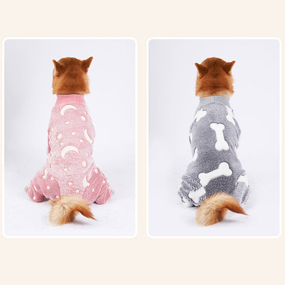 Bobasndm Turtleneck Dog Clothes Pajamas,Autumn Winter Dog Jumpsuit Coat,Winter Soft Warm Flannel Pajamas Jumpsuit for Medium Large Dog M Grey