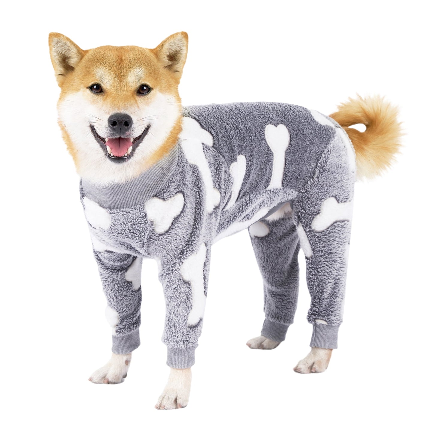 Bobasndm Turtleneck Dog Clothes Pajamas,Autumn Winter Dog Jumpsuit Coat,Winter Soft Warm Flannel Pajamas Jumpsuit for Medium Large Dog 2XL Grey