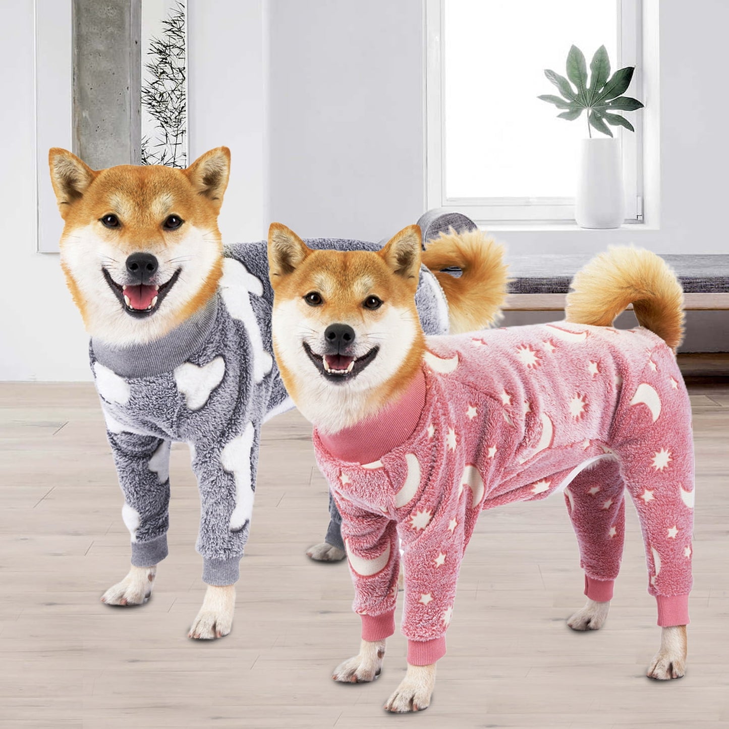 Bobasndm Turtleneck Dog Clothes Pajamas,Autumn Winter Dog Jumpsuit Coat,Winter Soft Warm Flannel Pajamas Jumpsuit for Medium Large Dog S Pink