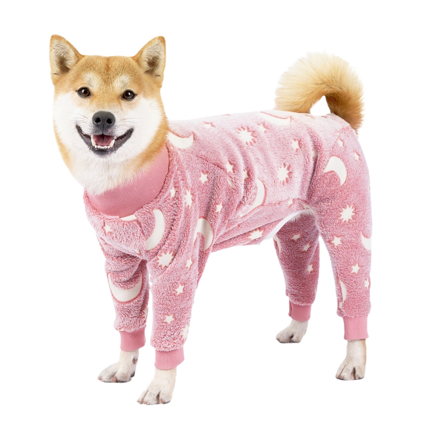 Bobasndm Turtleneck Dog Clothes Pajamas,Autumn Winter Dog Jumpsuit Coat,Winter Soft Warm Flannel Pajamas Jumpsuit for Medium Large Dog L Pink