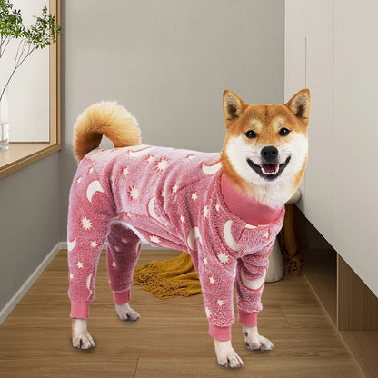 Bobasndm Turtleneck Dog Clothes Pajamas,Autumn Winter Dog Jumpsuit Coat,Winter Soft Warm Flannel Pajamas Jumpsuit for Medium Large Dog L Pink