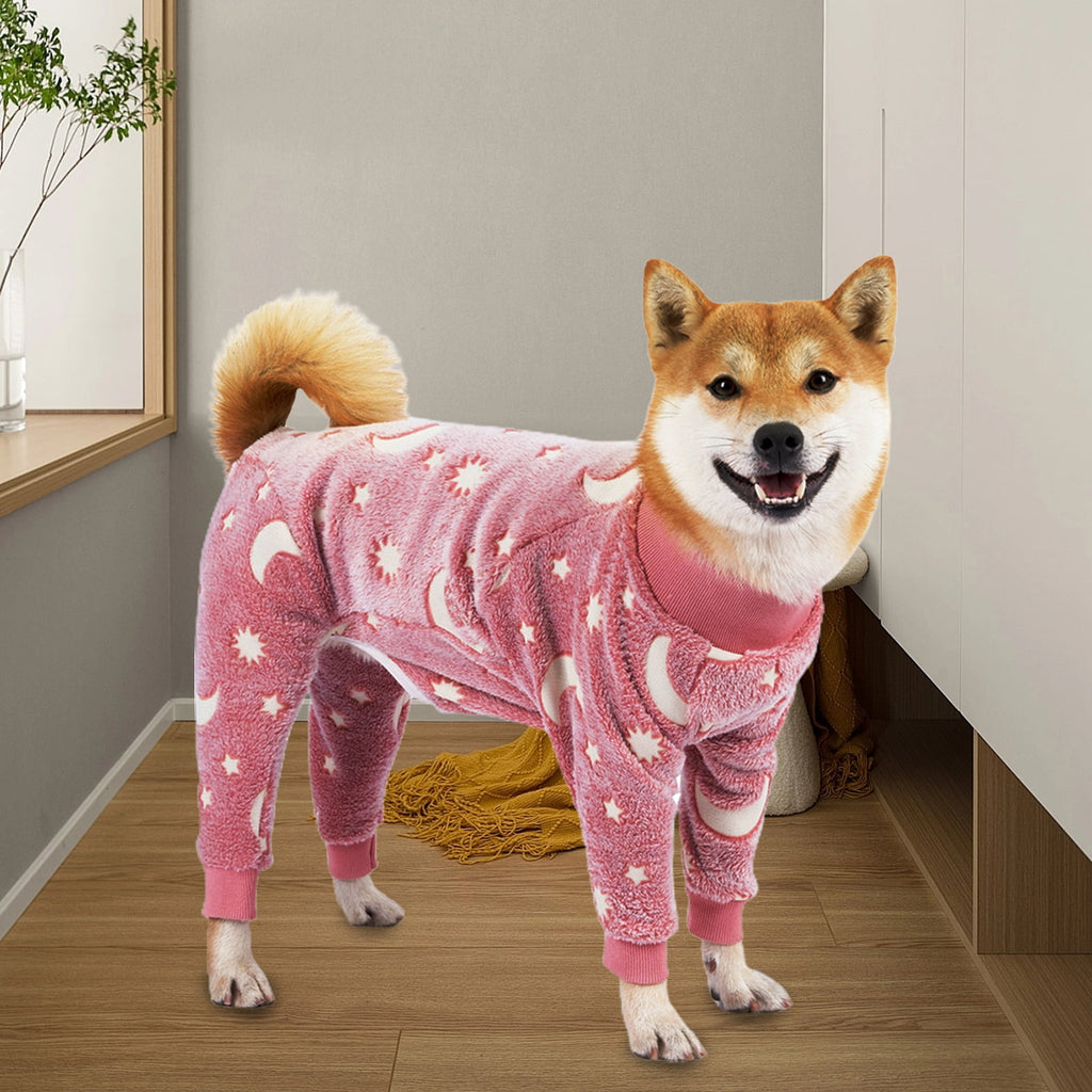 Bobasndm Turtleneck Dog Clothes Pajamas,Autumn Winter Dog Jumpsuit Coat,Winter Soft Warm Flannel Pajamas Jumpsuit for Medium Large Dog 2XL Pink