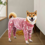 Bobasndm Turtleneck Dog Clothes Pajamas,Autumn Winter Dog Jumpsuit Coat,Winter Soft Warm Flannel Pajamas Jumpsuit for Medium Large Dog 2XL Pink