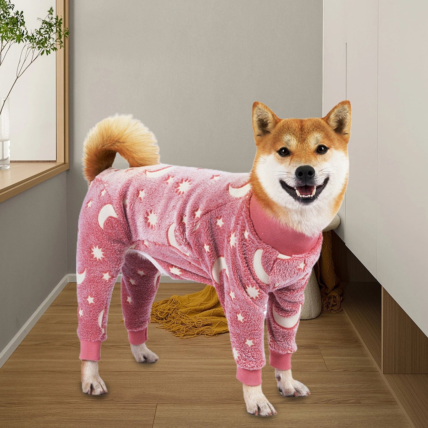 Bobasndm Turtleneck Dog Clothes Pajamas,Autumn Winter Dog Jumpsuit Coat,Winter Soft Warm Flannel Pajamas Jumpsuit for Medium Large Dog 2XL Pink