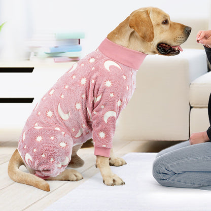 Bobasndm Turtleneck Dog Clothes Pajamas,Autumn Winter Dog Jumpsuit Coat,Winter Soft Warm Flannel Pajamas Jumpsuit for Medium Large Dog 2XL Pink