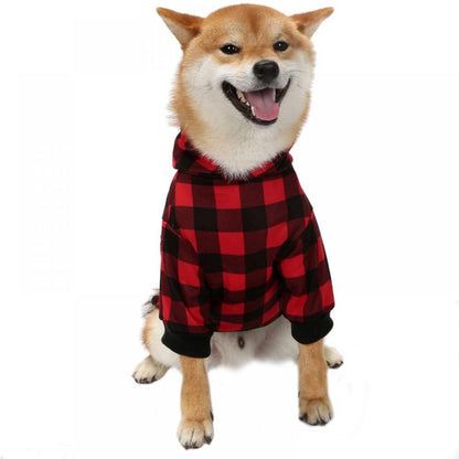 Big ! Pet Dog Plaid Hoodie Sweaters with Hat, Dog Warm Winter Dog Coat for Small Medium Large Dogs M