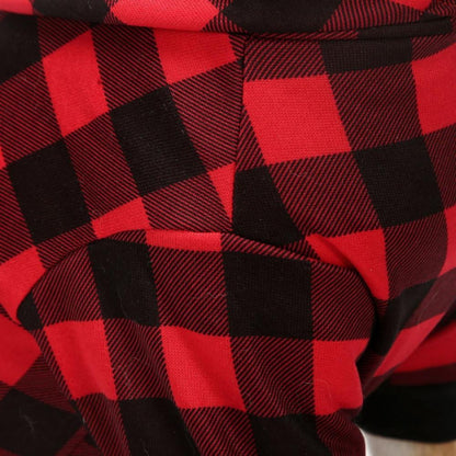 Big ! Pet Dog Plaid Hoodie Sweaters with Hat, Dog Warm Winter Dog Coat for Small Medium Large Dogs L