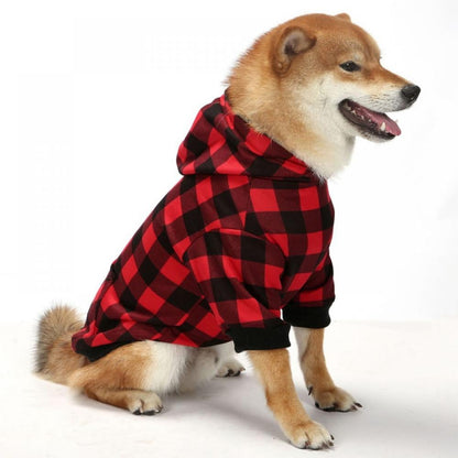 Big ! Pet Dog Plaid Hoodie Sweaters with Hat, Dog Warm Winter Dog Coat for Small Medium Large Dogs 2XL