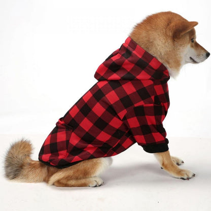 Big ! Pet Dog Plaid Hoodie Sweaters with Hat, Dog Warm Winter Dog Coat for Small Medium Large Dogs 2XL