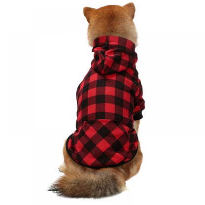 Big ! Pet Dog Plaid Hoodie Sweaters with Hat, Dog Warm Winter Dog Coat for Small Medium Large Dogs 2XL