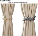 2 Pack Acrylic Pearl Curtain Tie Backs Curtain Hooks, Elegant Beads Curtain Rope Straps, Decorative Holdbacks Curtain Holders, 29in Light Brown