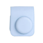 For Instax Mini 12 Camera Case PU Leather Soft Silicone Cover Bag for Fujifilm Polaroid Film Camera Bag w/Shoulder Strap Hydrangea blue