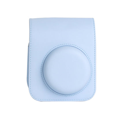 For Instax Mini 12 Camera Case PU Leather Soft Silicone Cover Bag for Fujifilm Polaroid Film Camera Bag w/Shoulder Strap Hydrangea blue