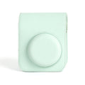 For Instax Mini 12 Camera Case PU Leather Soft Silicone Cover Bag for Fujifilm Polaroid Film Camera Bag w/Shoulder Strap Mint Green