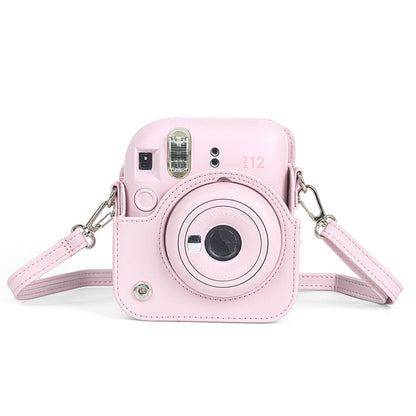 For Instax Mini 12 Camera Case PU Leather Soft Silicone Cover Bag for Fujifilm Polaroid Film Camera Bag w/Shoulder Strap Mint Green