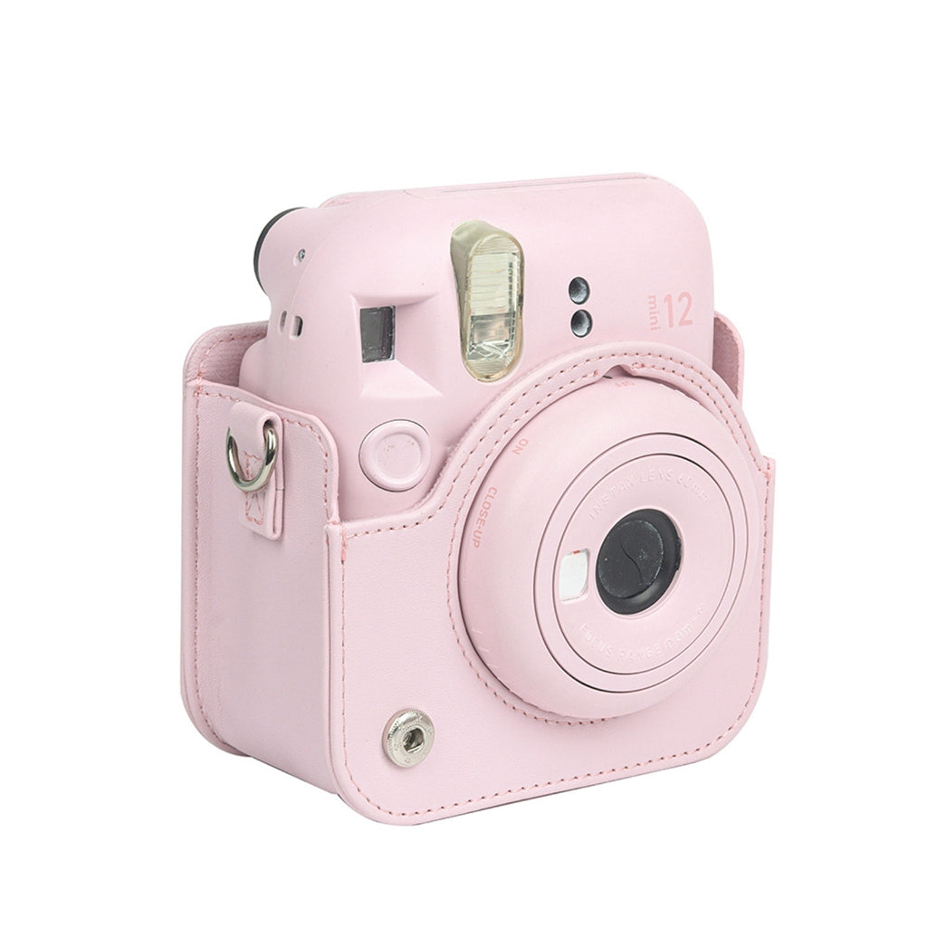 For Instax Mini 12 Camera Case PU Leather Soft Silicone Cover Bag for Fujifilm Polaroid Film Camera Bag w/Shoulder Strap Mint Green