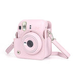 For Instax Mini 12 Camera Case PU Leather Soft Silicone Cover Bag for Fujifilm Polaroid Film Camera Bag w/Shoulder Strap Mint Green