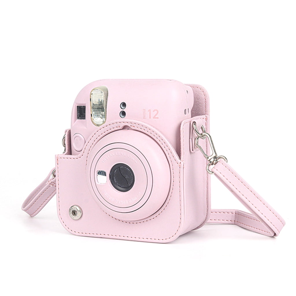 For Instax Mini 12 Camera Case PU Leather Soft Silicone Cover Bag for Fujifilm Polaroid Film Camera Bag w/Shoulder Strap Mint Green