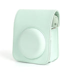 For Instax Mini 12 Camera Case PU Leather Soft Silicone Cover Bag for Fujifilm Polaroid Film Camera Bag w/Shoulder Strap Mint Green