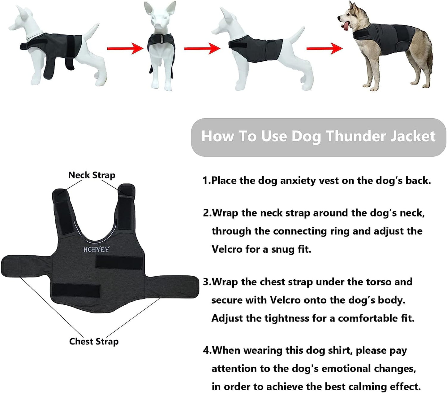 Dog Jacket, Skin-Friendly Dog Calming Vest - Dog Shirt for Thunder, Fireworks and Separation - Keep Pet Calm Without Medicine & Training, Anti Anxiety Vest for Dogs M Gray