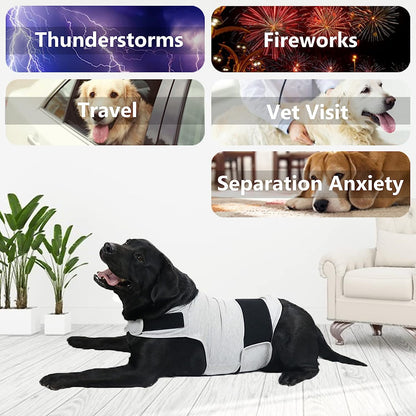 Dog Jacket, Skin-Friendly Dog Calming Vest - Dog Shirt for Thunder, Fireworks and Separation - Keep Pet Calm Without Medicine & Training, Anti Anxiety Vest for Dogs XL Light Grey