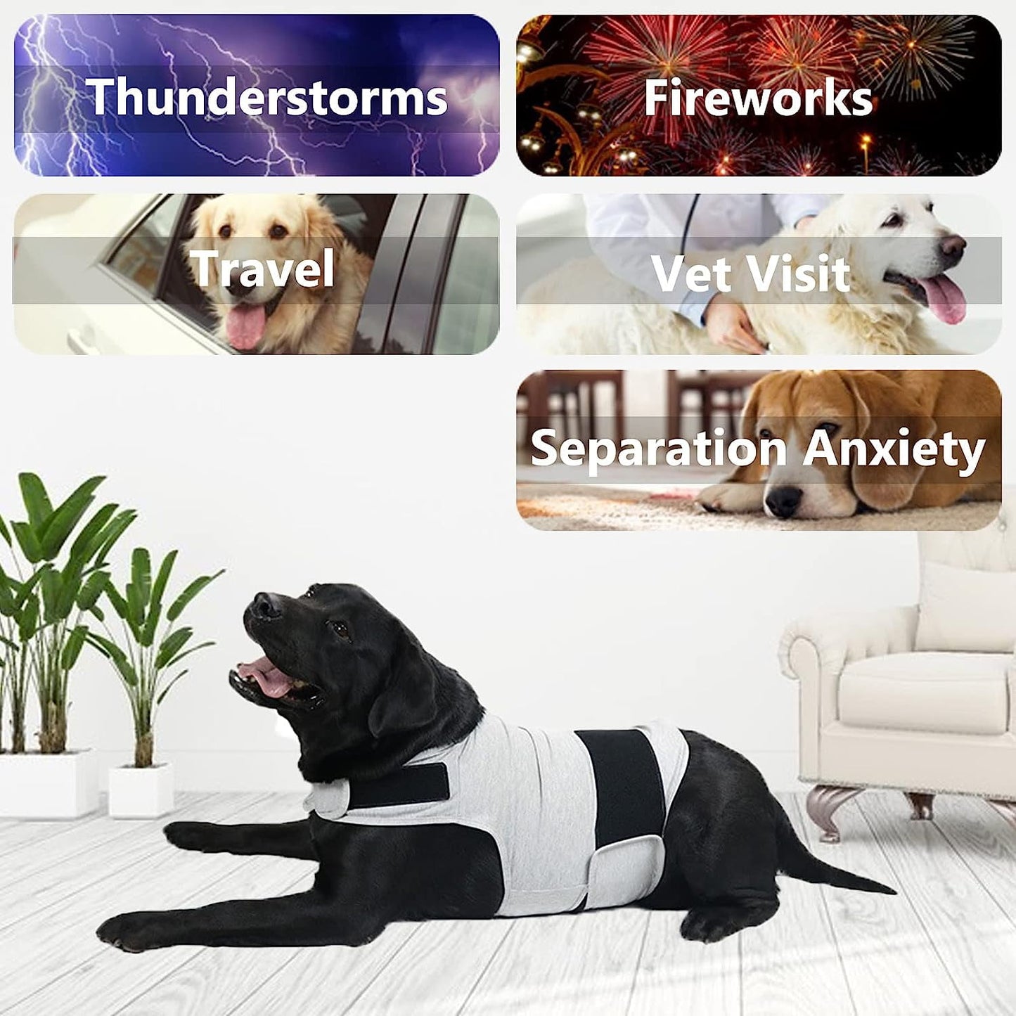 Dog Jacket, Skin-Friendly Dog Calming Vest - Dog Shirt for Thunder, Fireworks and Separation - Keep Pet Calm Without Medicine & Training, Anti Anxiety Vest for Dogs 2XL Light Grey