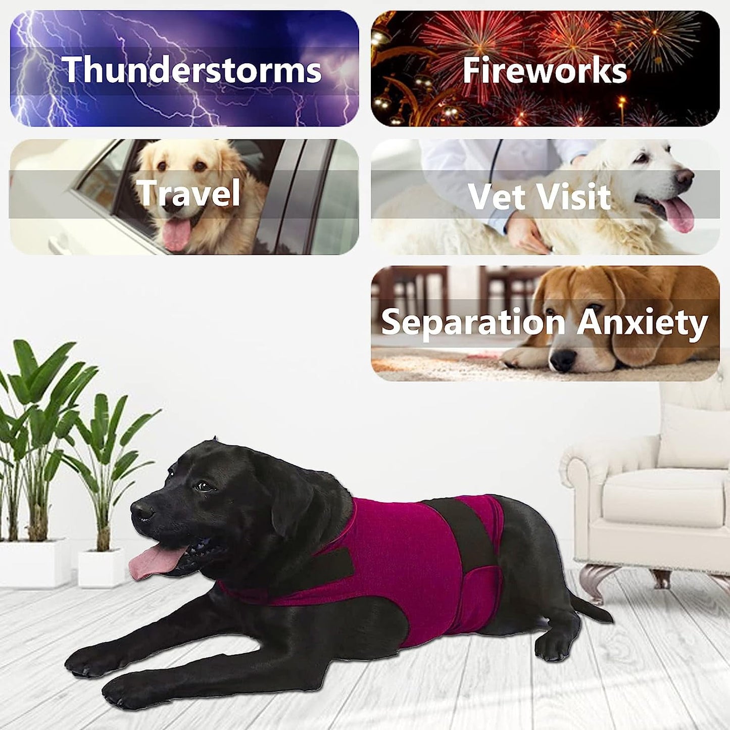 Dog Jacket, Skin-Friendly Dog Calming Vest - Dog Shirt for Thunder, Fireworks and Separation - Keep Pet Calm Without Medicine & Training, Anti Anxiety Vest for Dogs 2XL Red