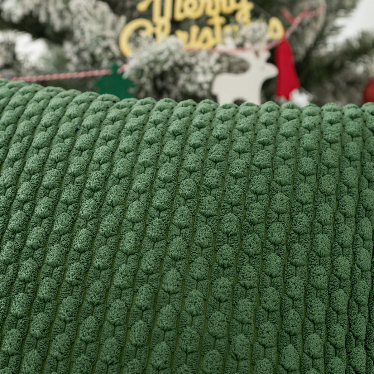 2 Pack Striped Velvet Corduroy Pillow Covers, Decorative Throw Cushion Cases for Couch, Sofa and Bed, 12 x 20-Inch, Green