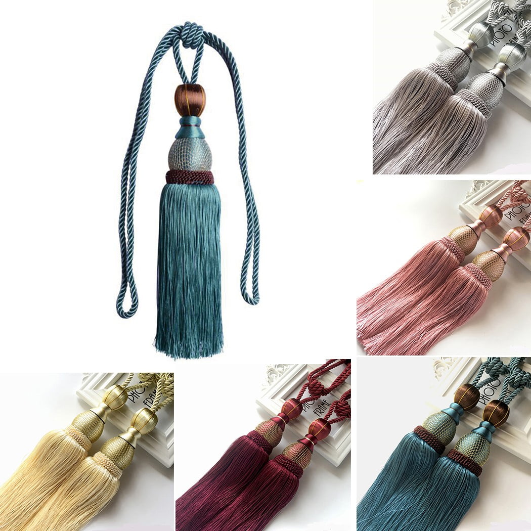2pcs Large Tie Backs Ball Tassel Curtain Rope Tieback,Gold Pink
